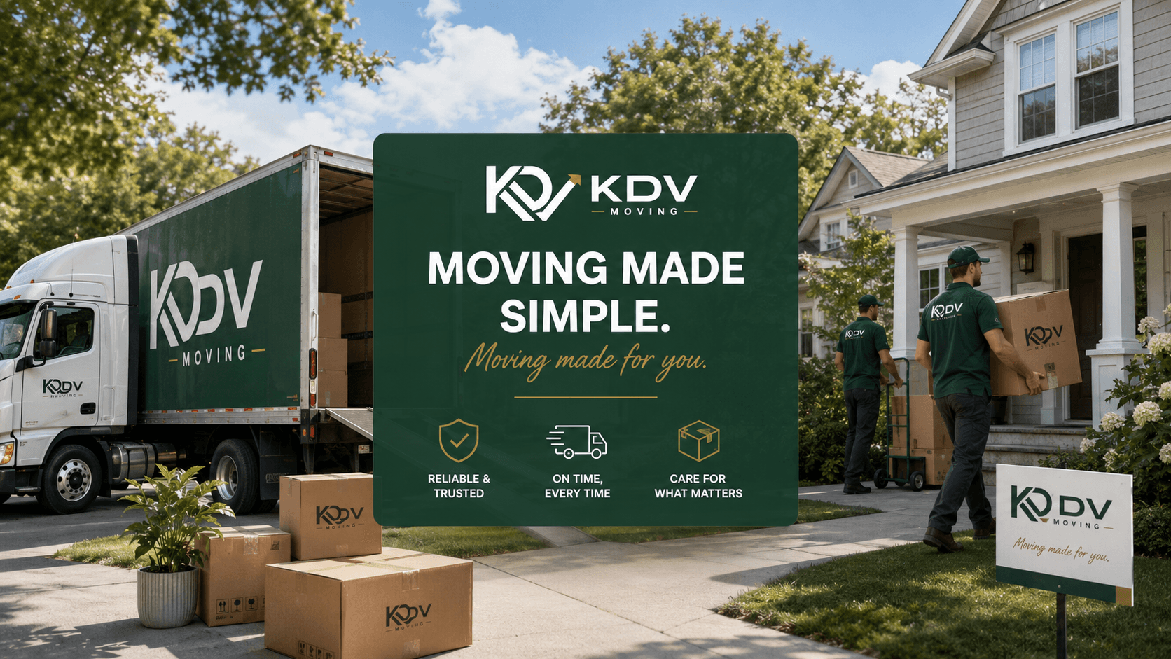 Calm, bright moving day with the KDV truck and crew